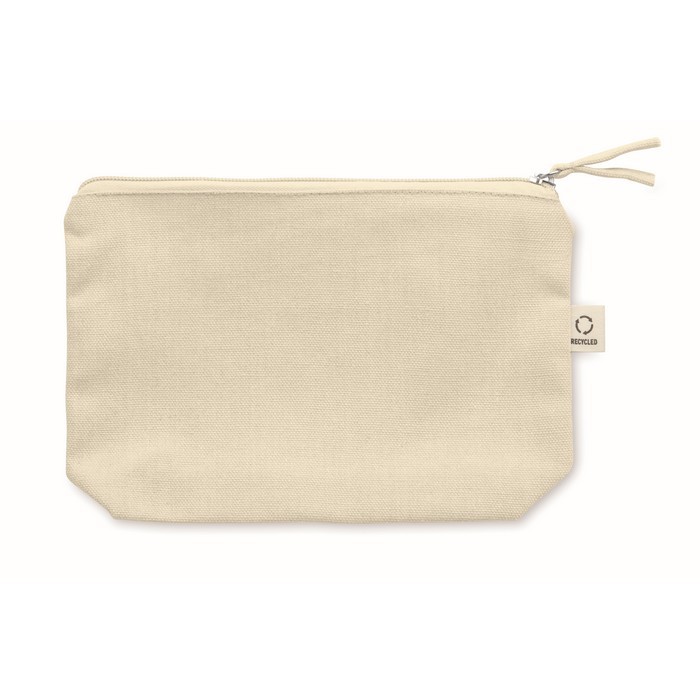 Neceser hecho de tejidos reciclados con cremallera a juego color beige tercera vista Neceser hecho de tejidos reciclados con cremallera a juego color beige tercera vista