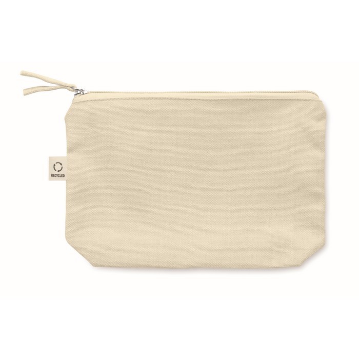Neceser hecho de tejidos reciclados con cremallera a juego color beige cuarta vista Neceser hecho de tejidos reciclados con cremallera a juego color beige cuarta vista