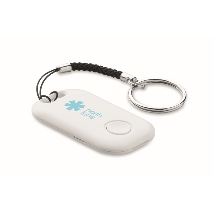 Localizador inteligente inalámbrico de bolsillo con mosquetón color blanco vista principal tercera vista