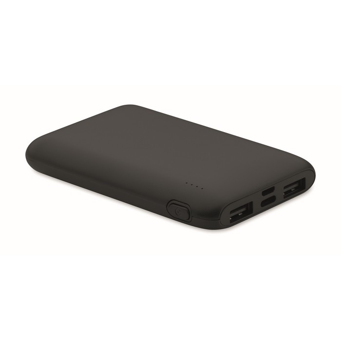 Powerbank rectangular hecho de ABS reciclado 5.000 mAh color negro