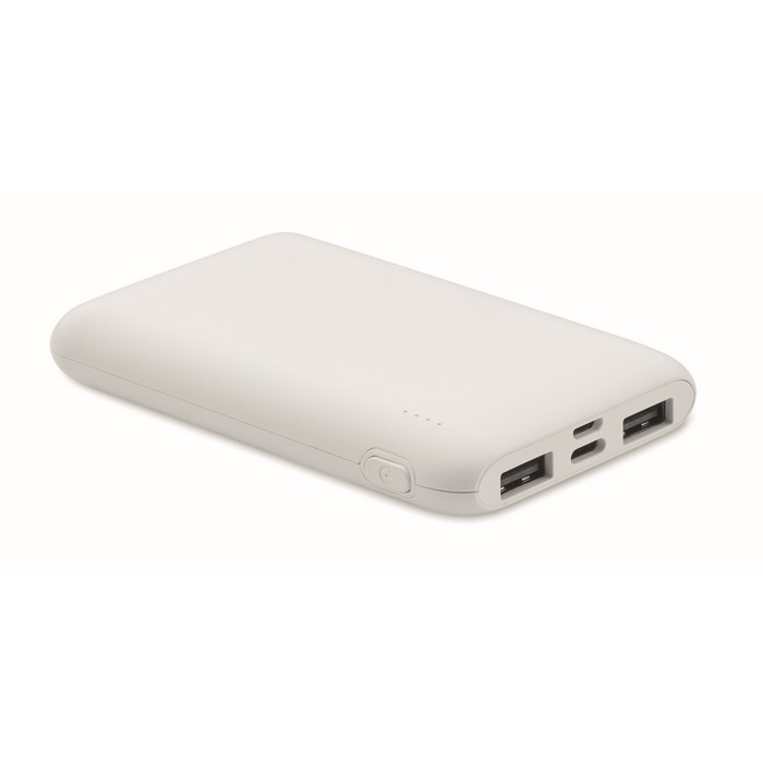 Powerbank rectangular hecho de ABS reciclado 5.000 mAh color blanco