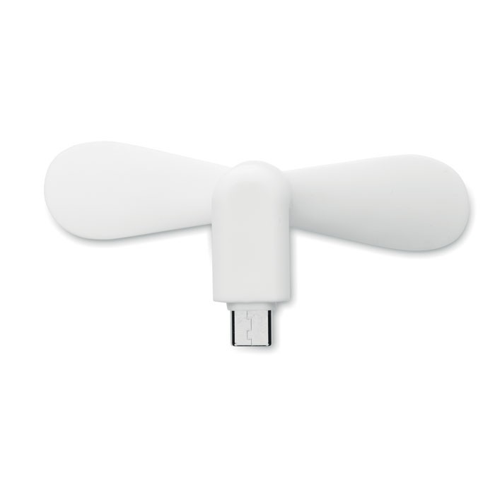 Ventilador portátil para el teléfono a través del puerto USB-C color blanco vista lateral Ventilador portátil para el teléfono a través del puerto USB-C color blanco vista lateral