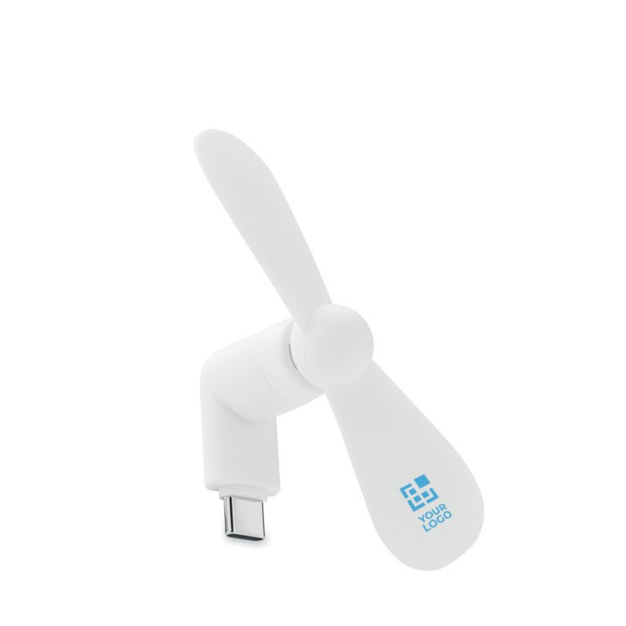 Ventilador portátil para el teléfono a través del puerto USB-C color blanco vista de impresión Ventilador portátil para el teléfono a través del puerto USB-C color blanco vista de impresión