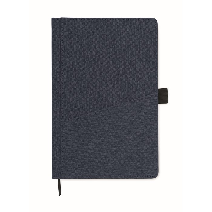Libreta de PU de tapa rígida con bolsillo frontal para teléfono A5 color azul segunda vista Libreta de PU de tapa rígida con bolsillo frontal para teléfono A5 color azul segunda vista