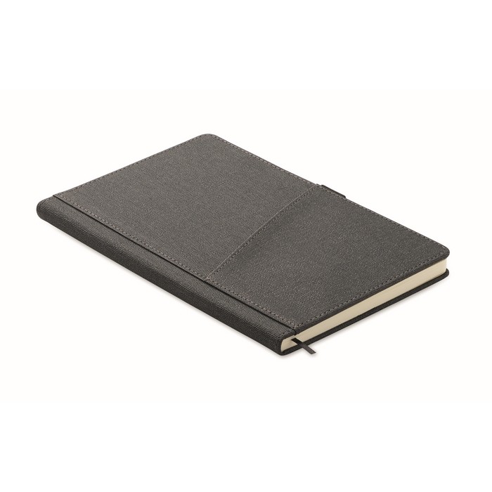 Libreta de PU de tapa rígida con bolsillo frontal para teléfono A5 color gris oscuro Libreta de PU de tapa rígida con bolsillo frontal para teléfono A5 color gris oscuro