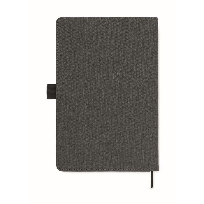 Libreta de PU de tapa rígida con bolsillo frontal para teléfono A5 color gris oscuro tercera vista Libreta de PU de tapa rígida con bolsillo frontal para teléfono A5 color gris oscuro tercera vista