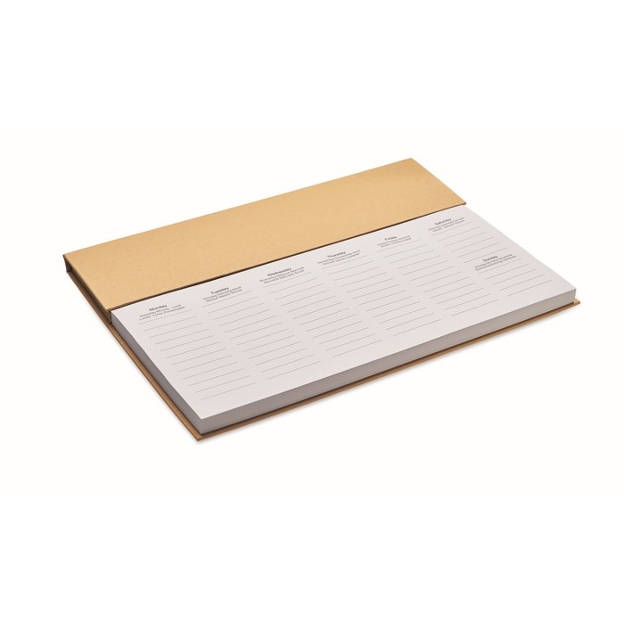 Planificador semanal con bolígrafo de tinta azul, regla y adhesivos color beige segunda vista Planificador semanal con bolígrafo de tinta azul, regla y adhesivos color beige segunda vista