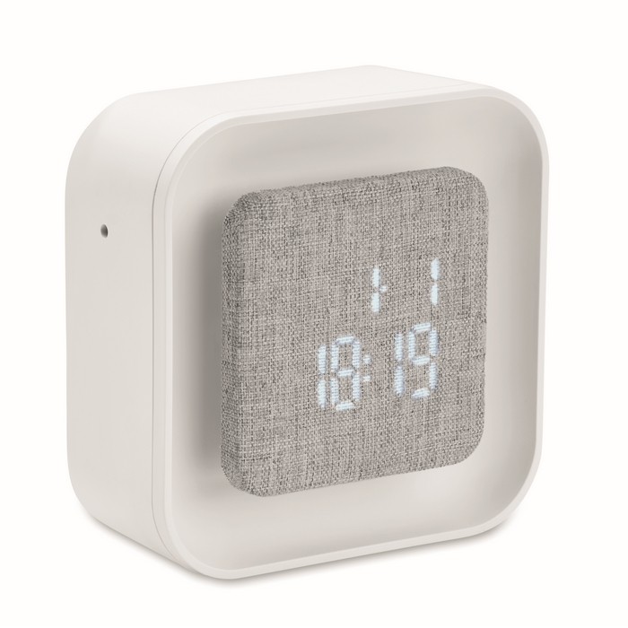 Reloj despertador cuadrado de ABS con luz ambiental regulable color blanco Reloj despertador cuadrado de ABS con luz ambiental regulable color blanco