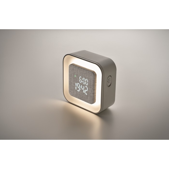 Reloj despertador cuadrado de ABS con luz ambiental regulable color blanco vista fotografía Reloj despertador cuadrado de ABS con luz ambiental regulable color blanco vista fotografía