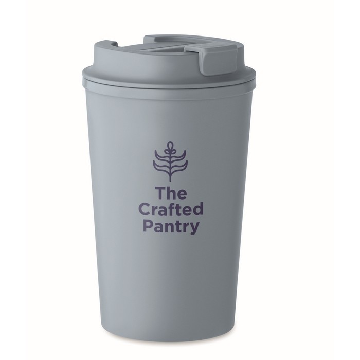 Vaso de doble pared hecho de maíz con capacidad de 350ml color negro mate vista principal