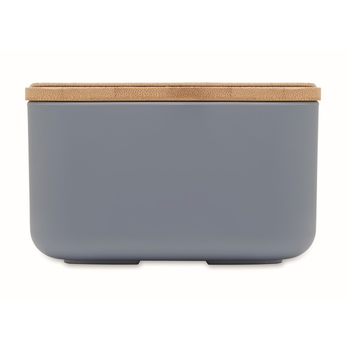 Fiambrera hecha de maíz con tapa de bambú y cierre elástico 1L color negro mate septima vista