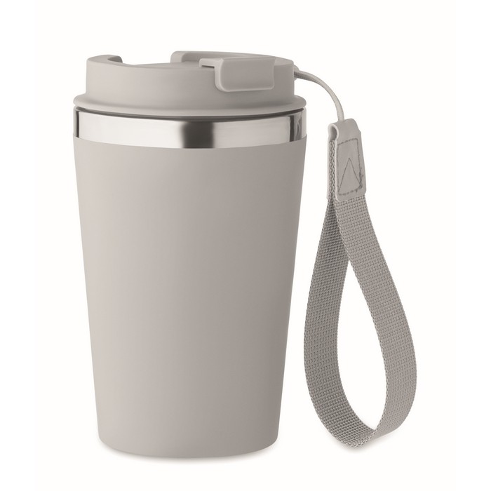 Vaso térmico de acero inoxidable con correa de transporte 350ml color gris