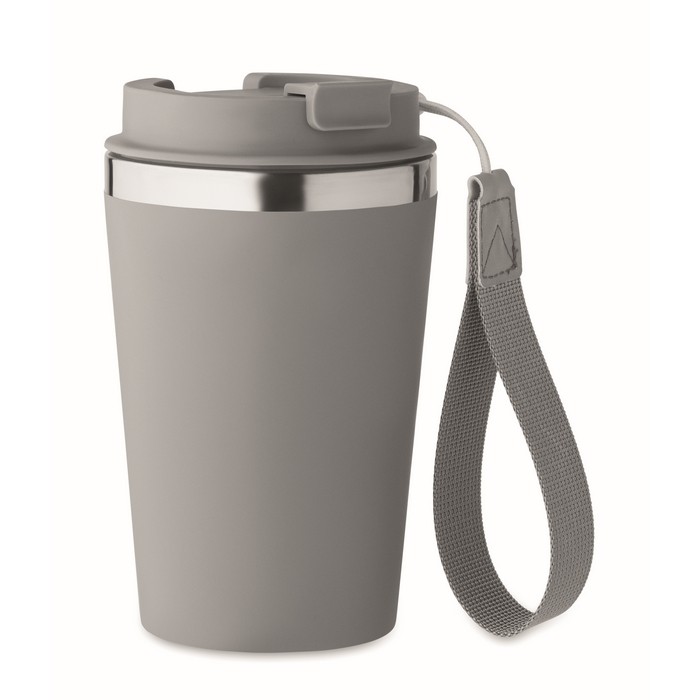Vaso térmico de acero inoxidable con correa de transporte 350ml color gris oscuro