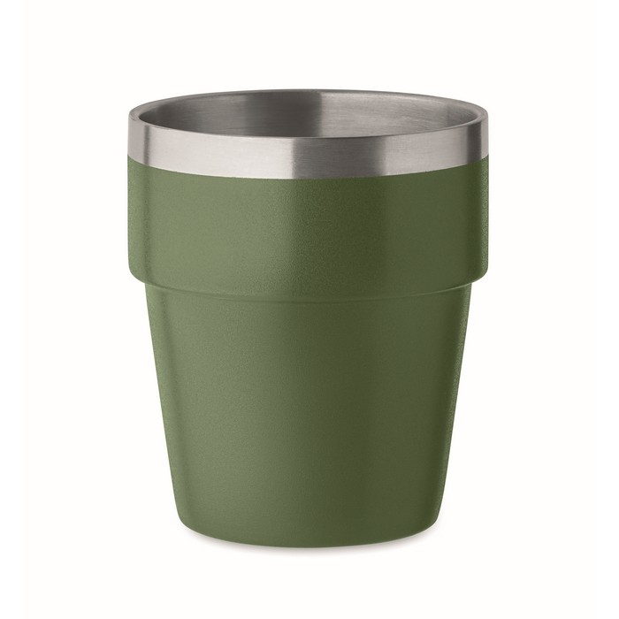 Vaso apilable hecho de acero inoxidable reciclado 250ml color verde oscuro
