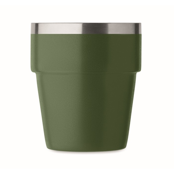 Vaso apilable hecho de acero inoxidable reciclado 250ml color verde oscuro segunda vista