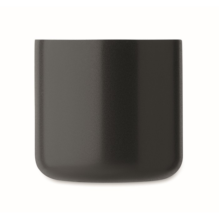 Taza de acero inoxidable reciclado con asa de madera 350ml color negro cuarta vista