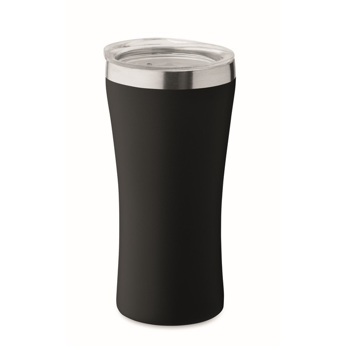 Vaso térmico de acero inoxidable reciclado y tapa transparente 160ml color negro