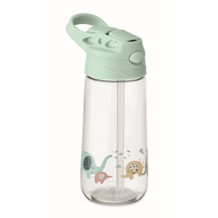 Botella de tritan infantil con pajita y anti fugas 450ml color verde menta