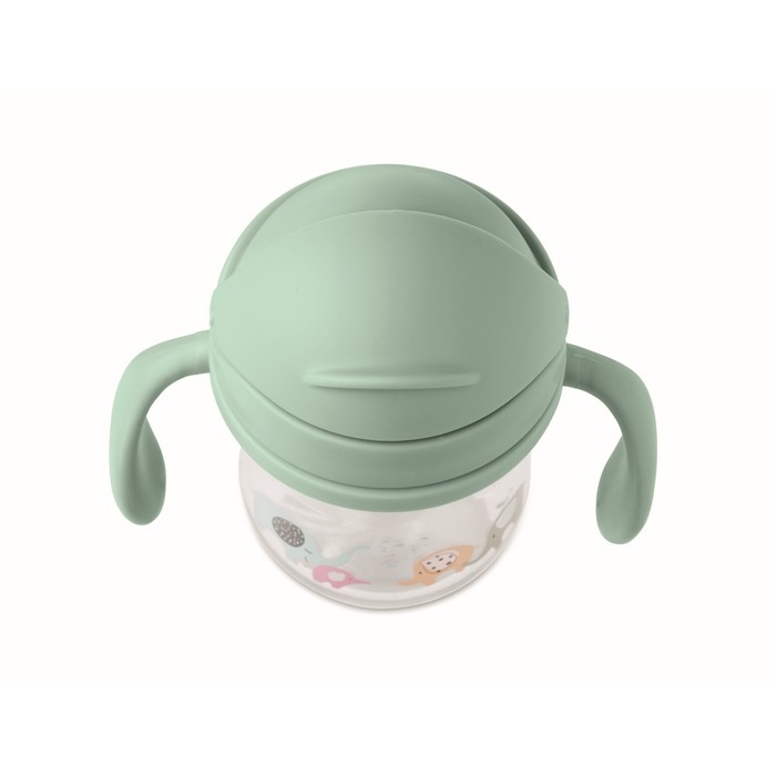 Vaso de tritan para bebes con pajita y doble agarre 250ml color verde menta septima vista Vaso de tritan para bebes con pajita y doble agarre 250ml color verde menta septima vista