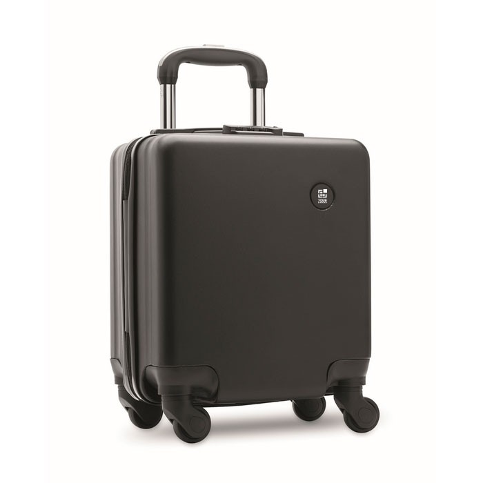 Trolley de ABS con 4 ruedas y cerradura de combinación 14'' color negro vista de impresión Trolley de ABS con 4 ruedas y cerradura de combinación 14'' color negro vista de impresión