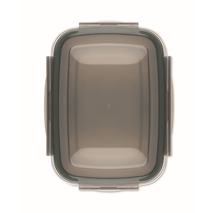 Fiambrera de acero inoxidable reciclado con 4 cierres 850ml color gris transparente tercera vista