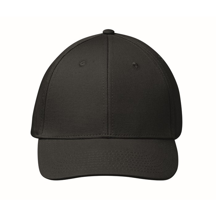 Gorra de algodón con cierre ajustable de hebilla de acero 280 g/m2 color negro cuarta vista Gorra de algodón con cierre ajustable de hebilla de acero 280 g/m2 color negro cuarta vista