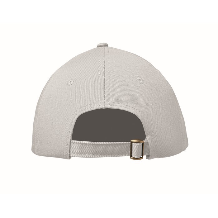 Gorra de algodón con cierre ajustable de hebilla de acero 280 g/m2 color blanco quinta vista Gorra de algodón con cierre ajustable de hebilla de acero 280 g/m2 color blanco quinta vista
