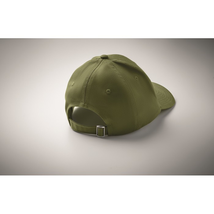 Gorra de algodón con cierre ajustable de hebilla de acero 280 g/m2 color verde militar vista fotografía tercera vista Gorra de algodón con cierre ajustable de hebilla de acero 280 g/m2 color verde militar vista fotografía tercera vista