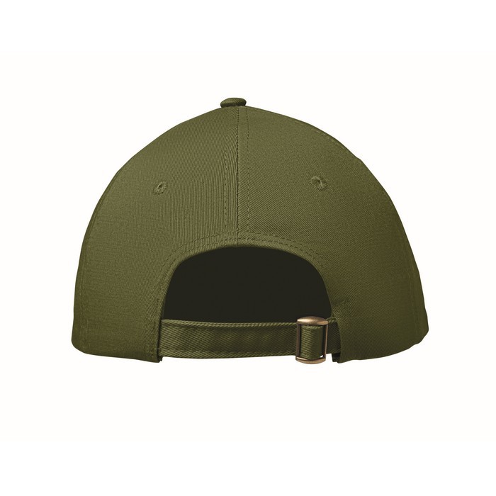 Gorra de algodón con cierre ajustable de hebilla de acero 280 g/m2 color verde militar quinta vista Gorra de algodón con cierre ajustable de hebilla de acero 280 g/m2 color verde militar quinta vista