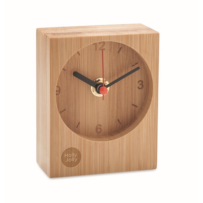 Reloj analógico hecho completamente de bambú para personalizar color madera segunda vista principal