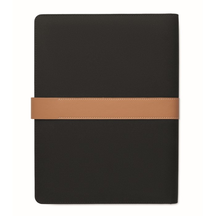 Portafolio de RPET con cierre magnético y páginas rayadas A4 color negro octava vista