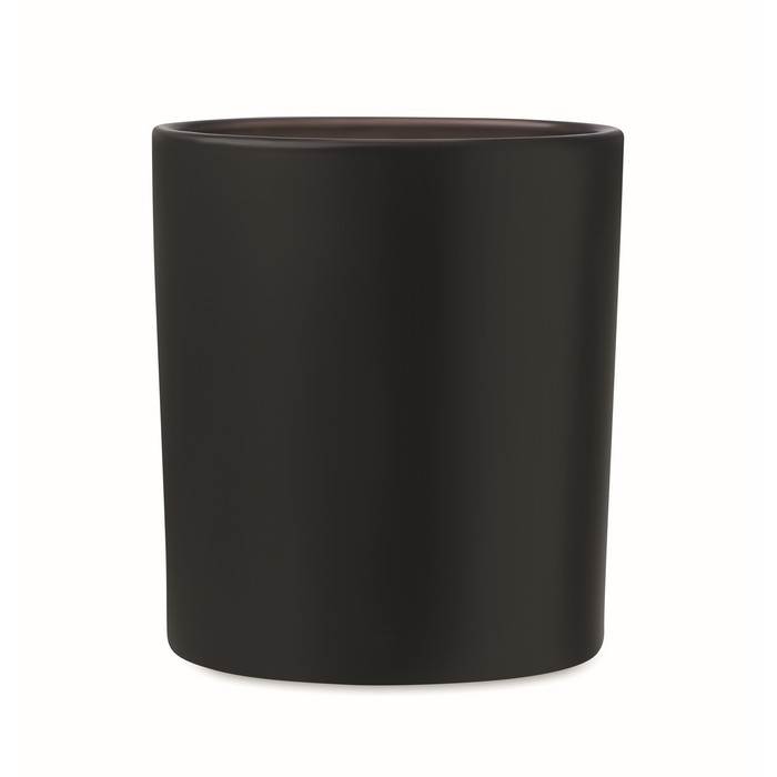 Vela en tarro de vidrio con piedras en el interior y aroma a vainilla color negro cuarta vista