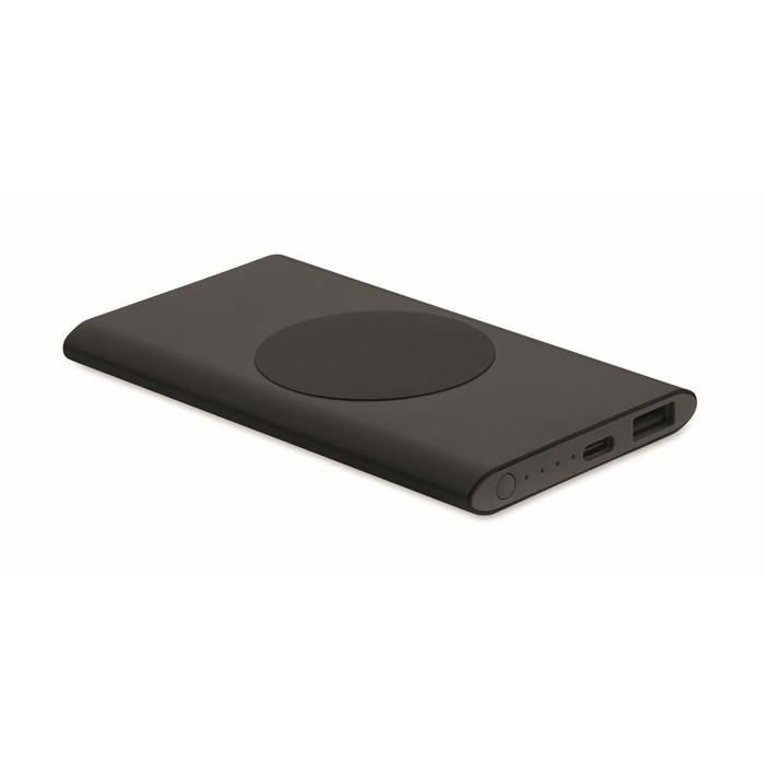 Cargador inalámbrico rectangular de aluminio reciclado 5.000 mAh color negro Cargador inalámbrico rectangular de aluminio reciclado 5.000 mAh color negro