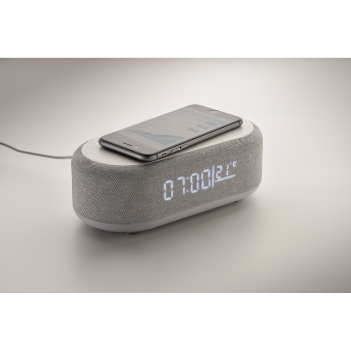 Reloj altavoz 4 en 1 de sobremesa con estación meteorológica y luz color blanco vista principal Reloj altavoz 4 en 1 de sobremesa con estación meteorológica y luz color blanco vista principal