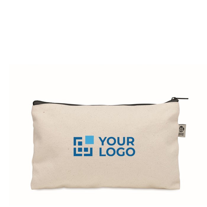 Neceser de algodón orgánico con cremallera de colores 340g/m2 color negro vista de impresión Neceser de algodón orgánico con cremallera de colores 340g/m2 color negro vista de impresión