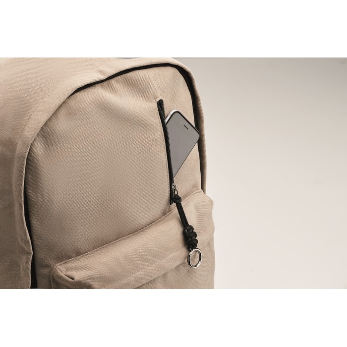 Mochila para portátil de algodón reciclado en colores clásicos 15'' color arena vista fotografía Mochila para portátil de algodón reciclado en colores clásicos 15'' color arena vista fotografía