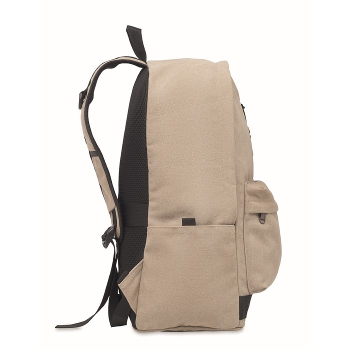 Mochila para portátil de algodón reciclado en colores clásicos 15'' color arena Mochila para portátil de algodón reciclado en colores clásicos 15'' color arena