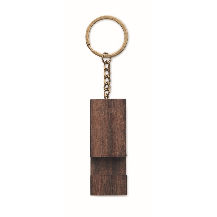 Llavero de madera de nogal con función de soporte para móvil color madera cuarta vista