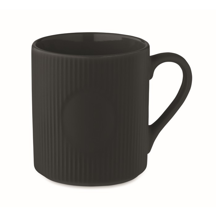 Taza de cerámica de color mate con un acabado en relieve 340ml color negro