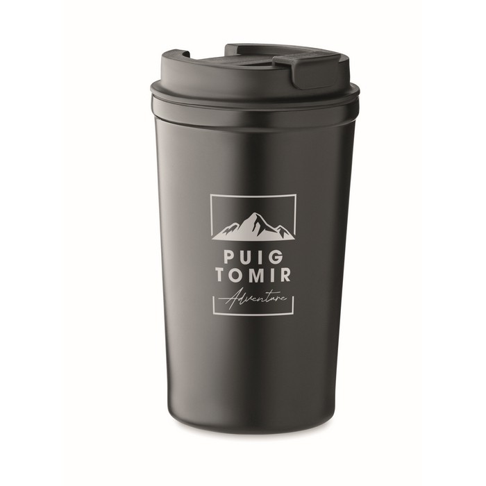 Vaso de doble pared anti fugas de acero inoxidable 450ml color negro vista principal Vaso de doble pared anti fugas de acero inoxidable 450ml color negro vista principal