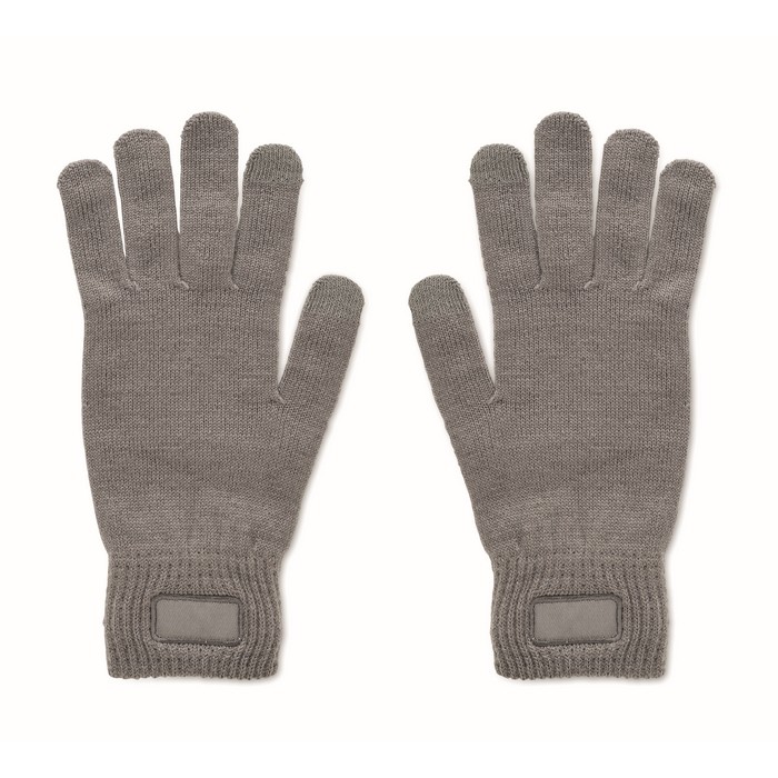 Guantes de poliéster reciclado con parche para personalización color gris oscuro Guantes de poliéster reciclado con parche para personalización color gris oscuro