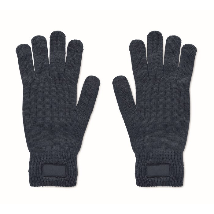 Guantes de poliéster reciclado con parche para personalización color azul marino Guantes de poliéster reciclado con parche para personalización color azul marino