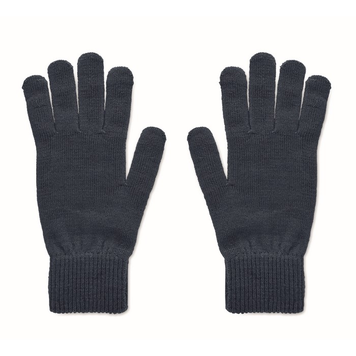 Guantes de poliéster reciclado con parche para personalización color azul marino segunda vista Guantes de poliéster reciclado con parche para personalización color azul marino segunda vista