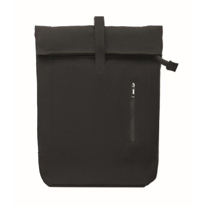 Mochila roll-top para portátil de algodón reciclado 15'' color negro Mochila roll-top para portátil de algodón reciclado 15'' color negro