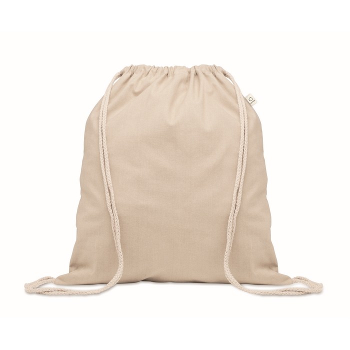 Mochila de cuerdas color natural de algodón reciclado y RPET 140g/m2 color beige Mochila de cuerdas color natural de algodón reciclado y RPET 140g/m2 color beige