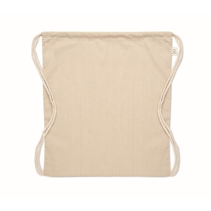 Mochila de cuerdas color natural de algodón reciclado y RPET 140g/m2 color beige segunda vista Mochila de cuerdas color natural de algodón reciclado y RPET 140g/m2 color beige segunda vista