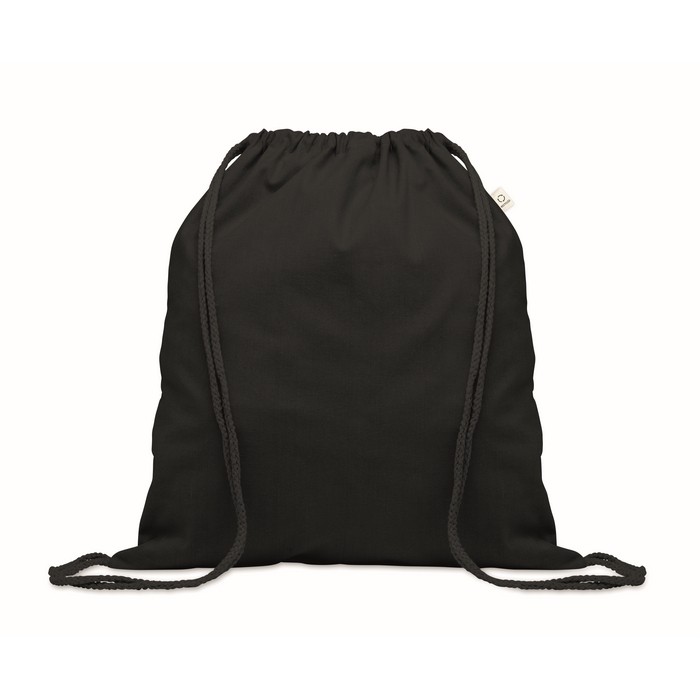 Mochila de cuerdas de algodón reciclado y RPET 140g/m2 color negro