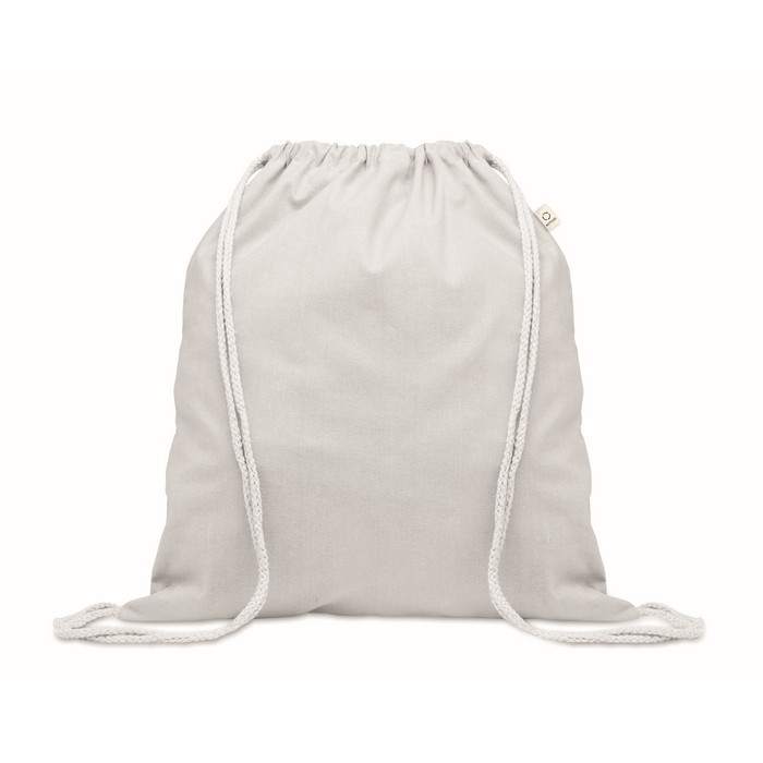 Mochila de cuerdas de algodón reciclado y RPET 140g/m2 color blanco