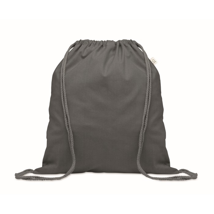 Mochila de cuerdas de algodón reciclado y RPET 140g/m2 color gris oscuro