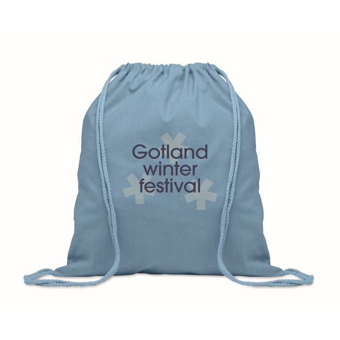 Mochila de cuerdas de algodón reciclado y RPET 140g/m2 color negro mate vista principal